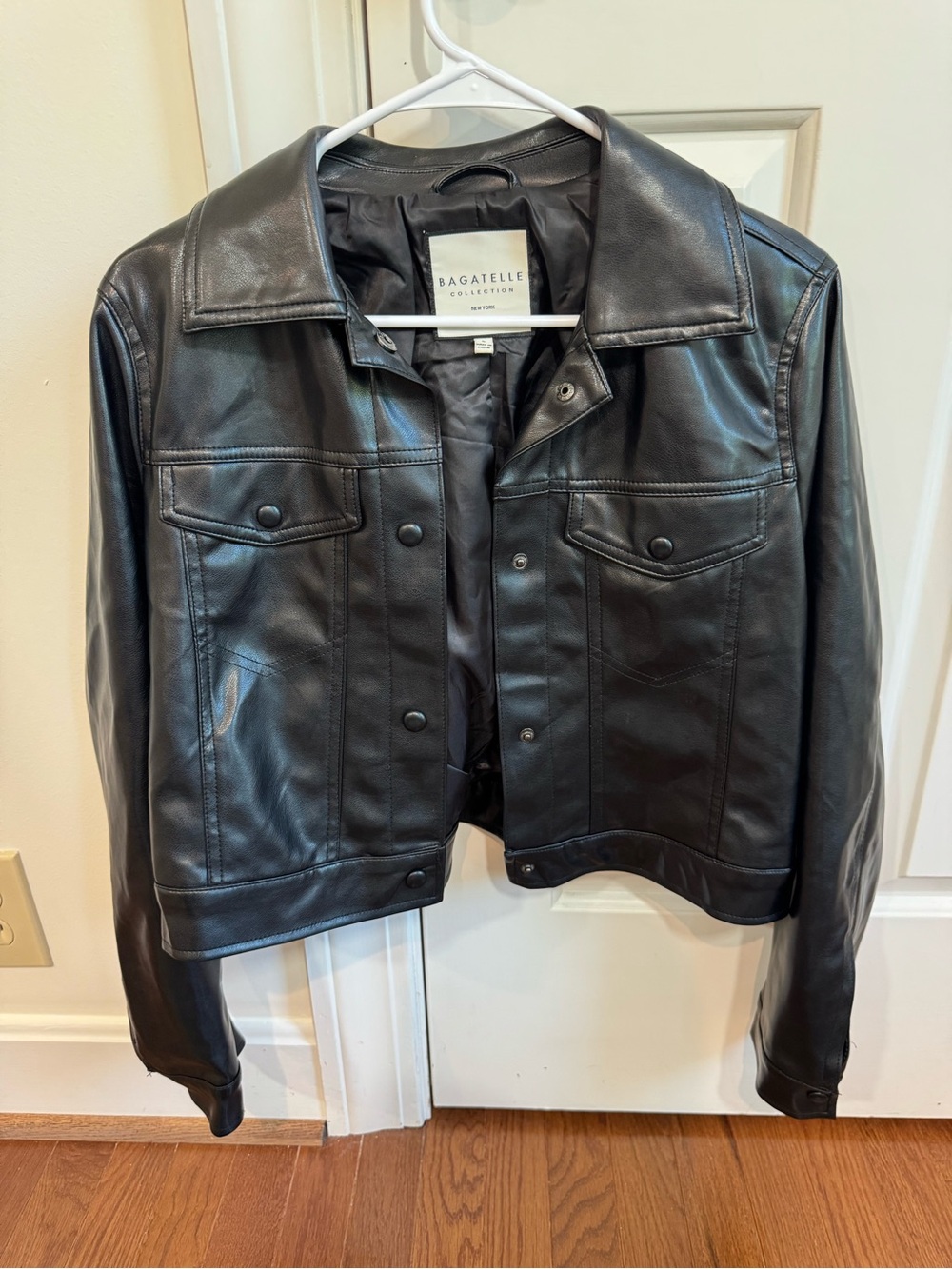 bagatelle Black Faux Leather Trucker Jacket